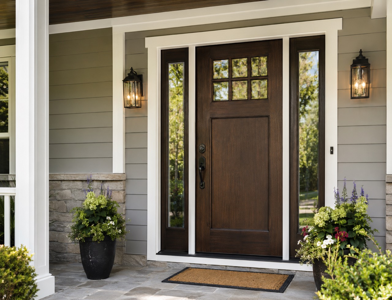 New exterior entry door installed on a home in Rockwall County, Texas